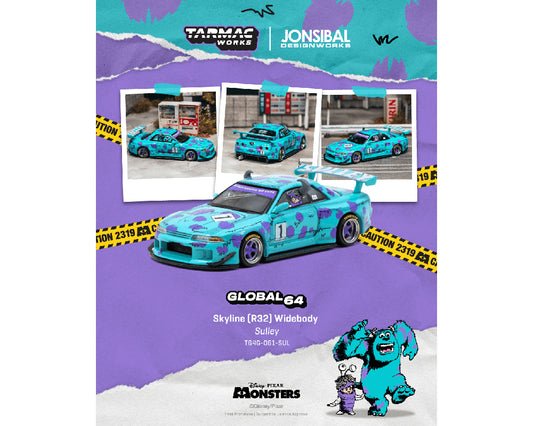 [PRE ORDER] Tarmac Works 1:64 Nissan Skyline GT-R R32 Widebody Jonsibal Disney Sulley Global64