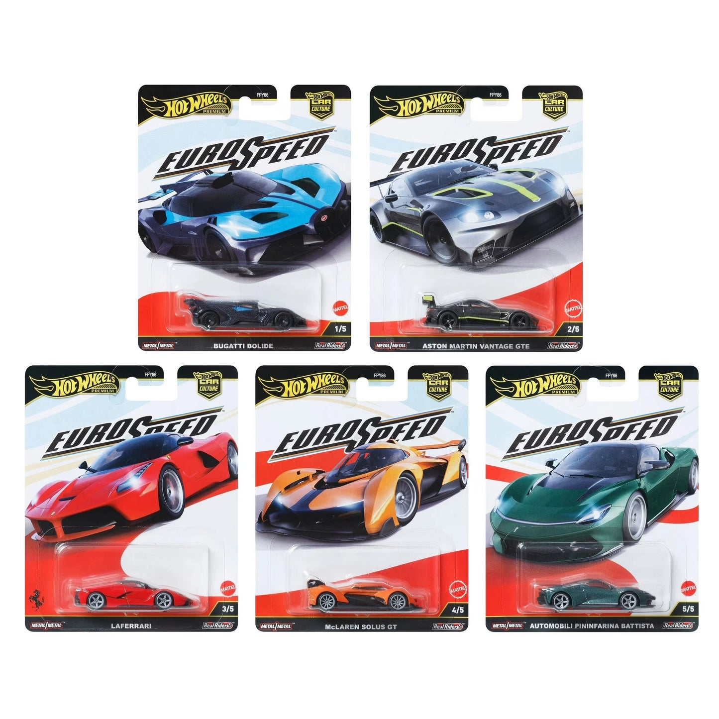 Hot Wheels Premium 1:64 Car Culture Euro Speed Set of 5 Case L