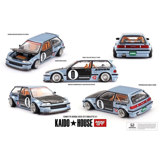 Kaido House 1:64 Honda Civic (EF) Kaido Roulette V1 Light Blue KHMG179