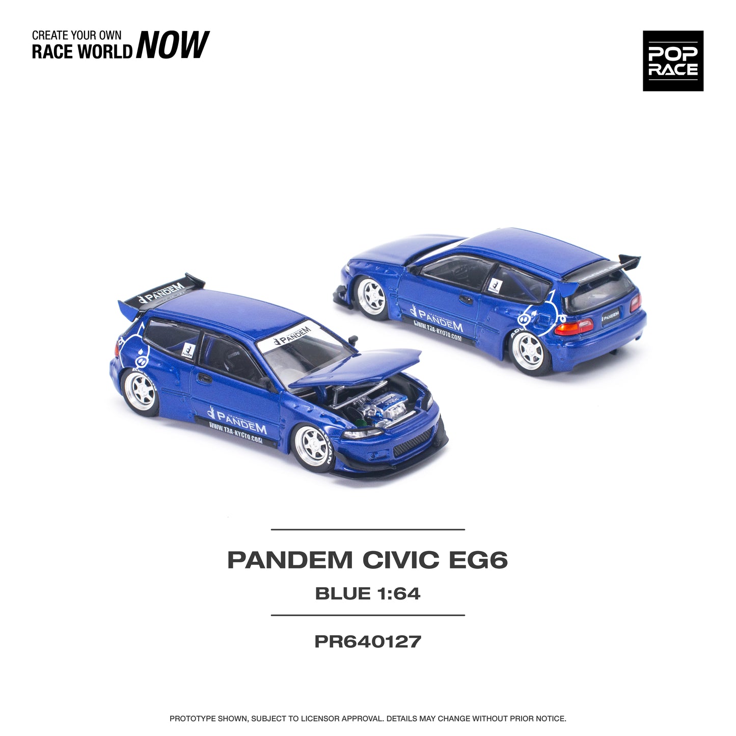 Pop Race 1:64 Pandem Civic EG6 v1.5 Blue PR640127